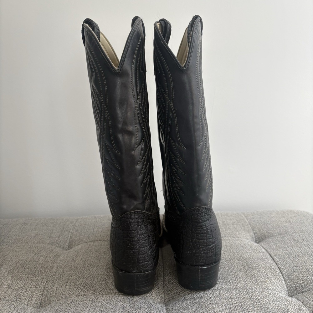 Bronco Cowgirl Boots Women's Sz 10,5 Black Faux Leather USA Western WM1950 2745 - Picture 7 of 9